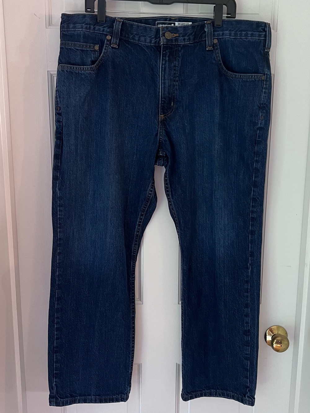 Carhartt Men’s Relaxed Fit Dark Wash Denim  Jeans, Five Pocket, Size 38/28